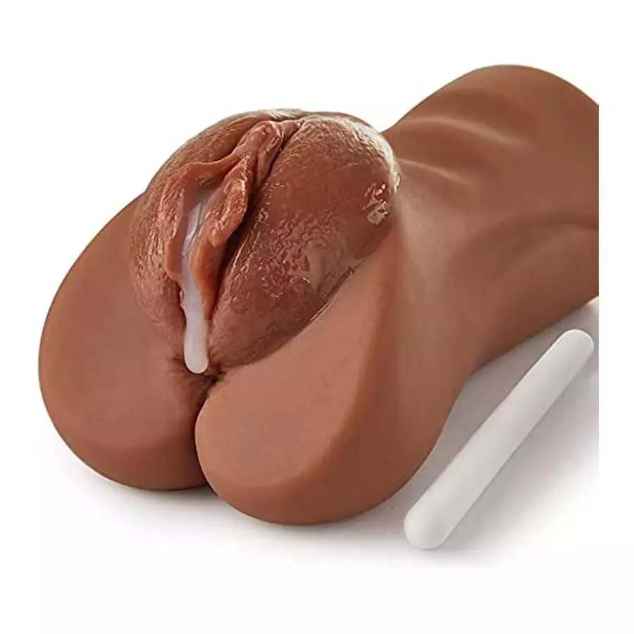 Pocket Pussy Realistic Male Masturbator with Fat Labia & Drying Stick, Lifelike Pocket Pussy Toy with Fat Vagina and Strong Suct
