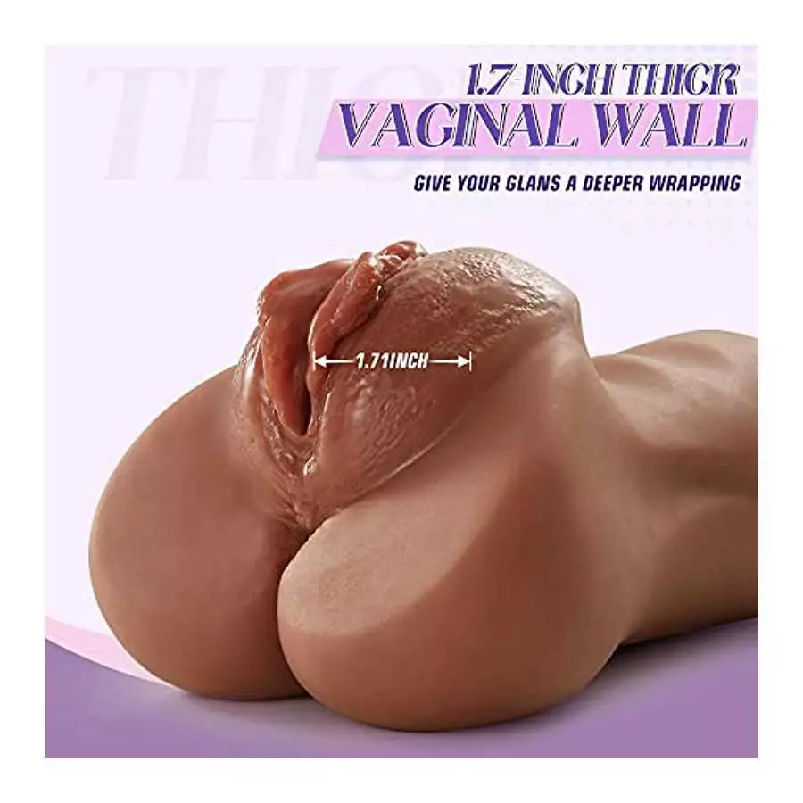 Pocket Pussy Realistic Male Masturbator with Fat Labia & Drying Stick, Lifelike Pocket Pussy Toy with Fat Vagina and Strong Suct