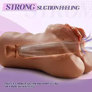 Pocket Pussy Realistic Male Masturbator with Fat Labia & Drying Stick, Lifelike Pocket Pussy Toy with Fat Vagina and Strong Suct