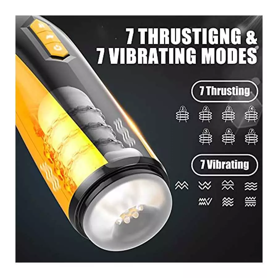 Male Sex Toys Automatic Masturbators Cup - Upgraded 7 Thrusting & 7 Vibration Adult Sex Toys & Games 3D Realistic Textured Hands