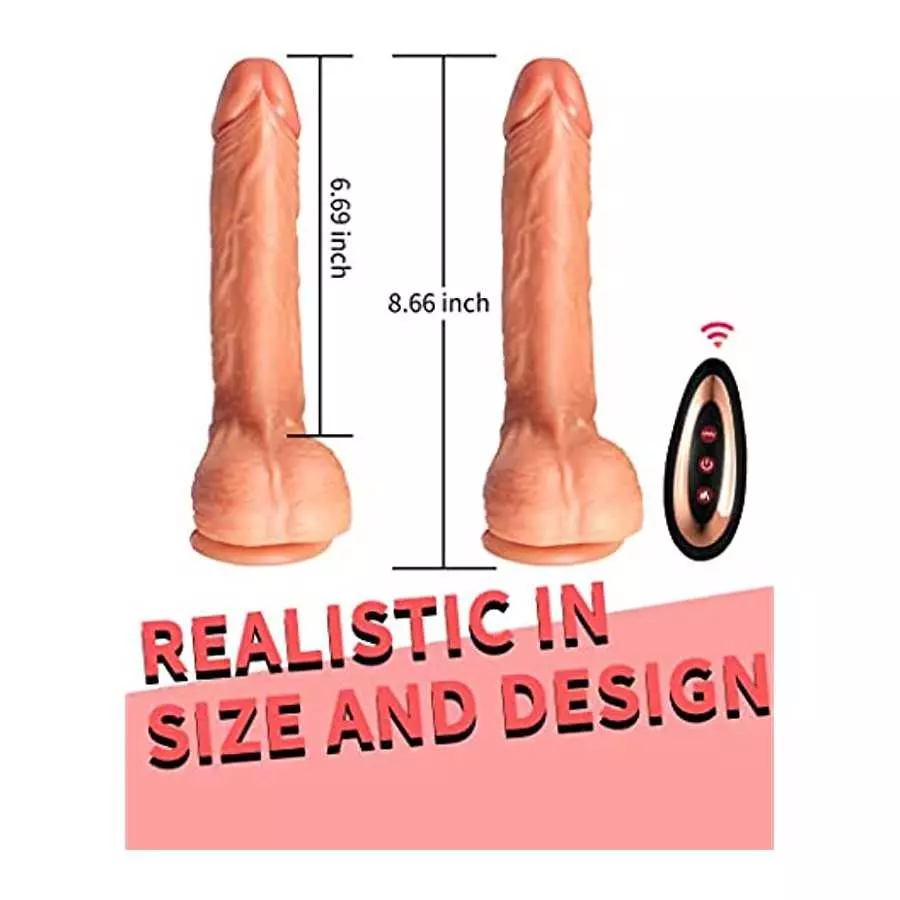 Realistic Telescopic Penis for G-spot Stimulation,Thrusting Dildo Vibrator with Heating, Wireless Automatic Vibrating Dildos Ana