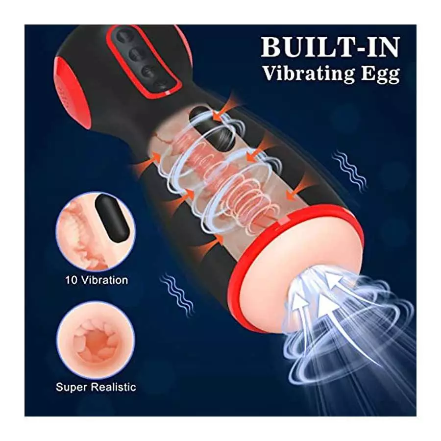 Automatic Hands Free Male Masturbator, 10 Vibration Masturbation Cup with 7 Sucking & 7 Squeezing Modes Blowjob Machine, Electri