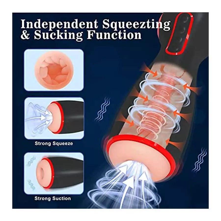 Automatic Hands Free Male Masturbator, 10 Vibration Masturbation Cup with 7 Sucking & 7 Squeezing Modes Blowjob Machine, Electri