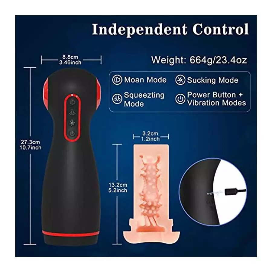 Automatic Hands Free Male Masturbator, 10 Vibration Masturbation Cup with 7 Sucking & 7 Squeezing Modes Blowjob Machine, Electri