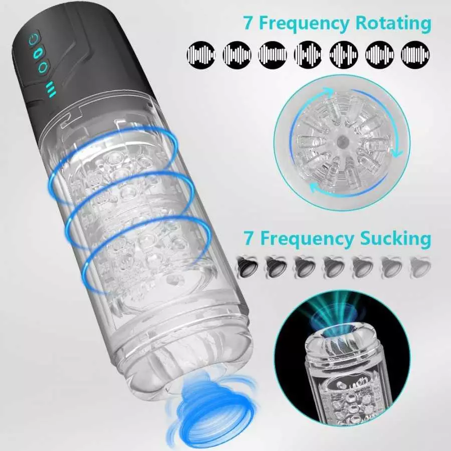 Automatic Male Masturbator Penis Pump Detachable Male Masturbators with 7 Rotation & 7 Suction Modes Pocket Pussy Waterproof Blo
