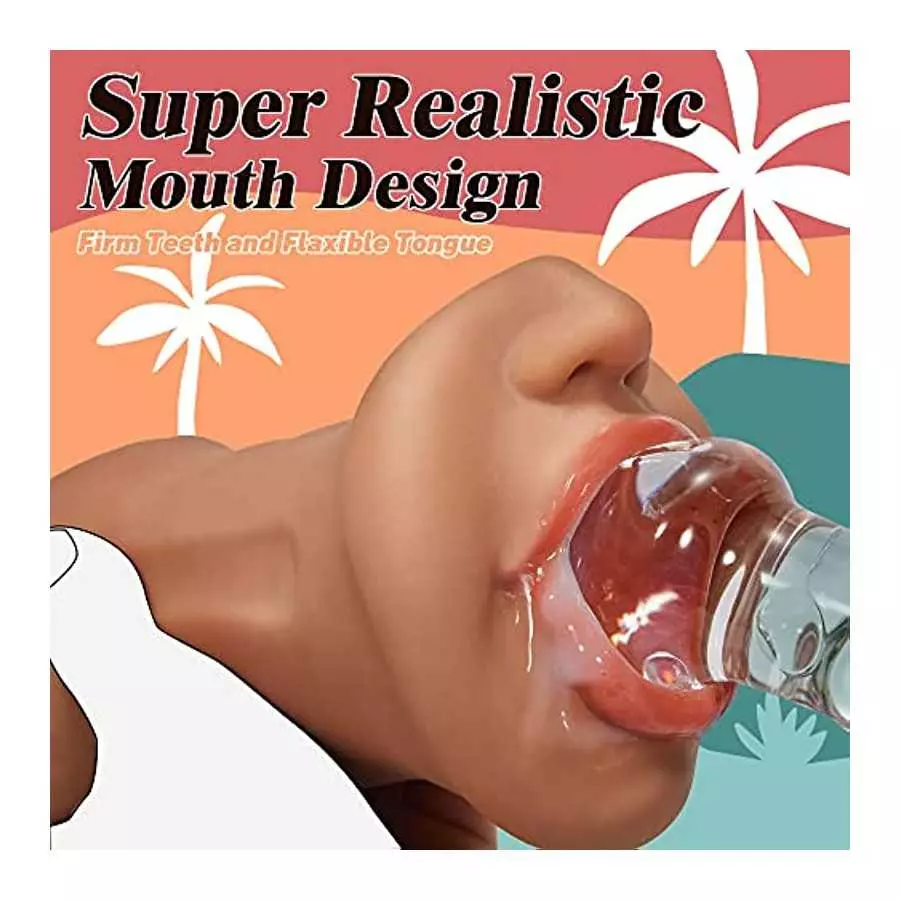 Goyha 3 in 1 Male Masturbators, Realistic Pocket Pussy with Thick Labia Tight Anus and Vivid Face, Double-Ended Brown Skin Male