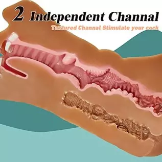 Goyha 3 in 1 Male Masturbators, Realistic Pocket Pussy with Thick Labia Tight Anus and Vivid Face, Double-Ended Brown Skin Male