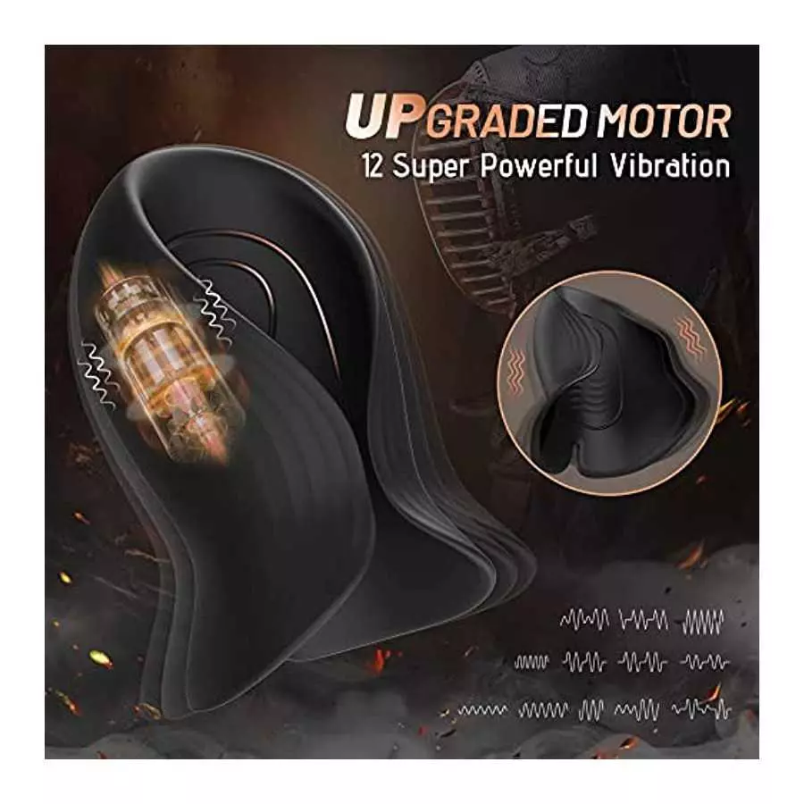 Penis Training Vibrator with 12 Powerful Vibrations, Testicle Coverage & Multifunctional Male Vibrator for Male Masturbation, Ul