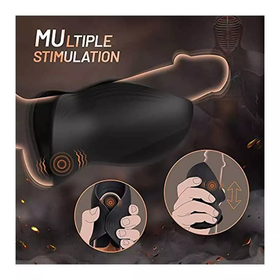 Penis Training Vibrator with 12 Powerful Vibrations, Testicle Coverage & Multifunctional Male Vibrator for Male Masturbation, Ul