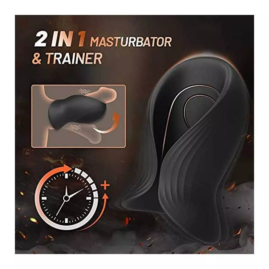 Penis Training Vibrator with 12 Powerful Vibrations, Testicle Coverage & Multifunctional Male Vibrator for Male Masturbation, Ul