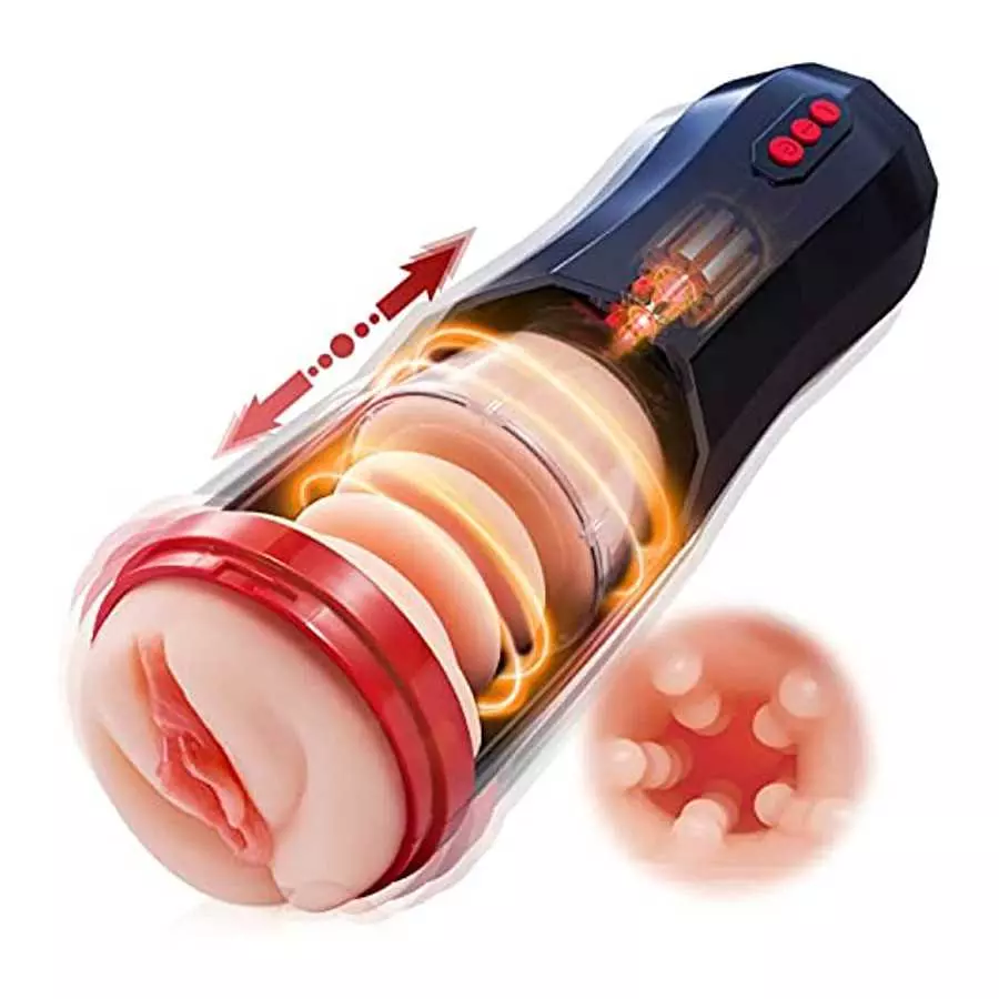 3 in 1 Thrusting Male Masturbators Cup with Realistic Pocket Pussy, 5 Telescopic 10 Vibrations Mode & 360°Full Wrapping Blowjob 3 in 1 Thrusting Male Masturbators Cup with Realistic Pocket Pussy, 5 Telescopic 10 Vibrations Mode & 360°Full Wrapping Blowjob