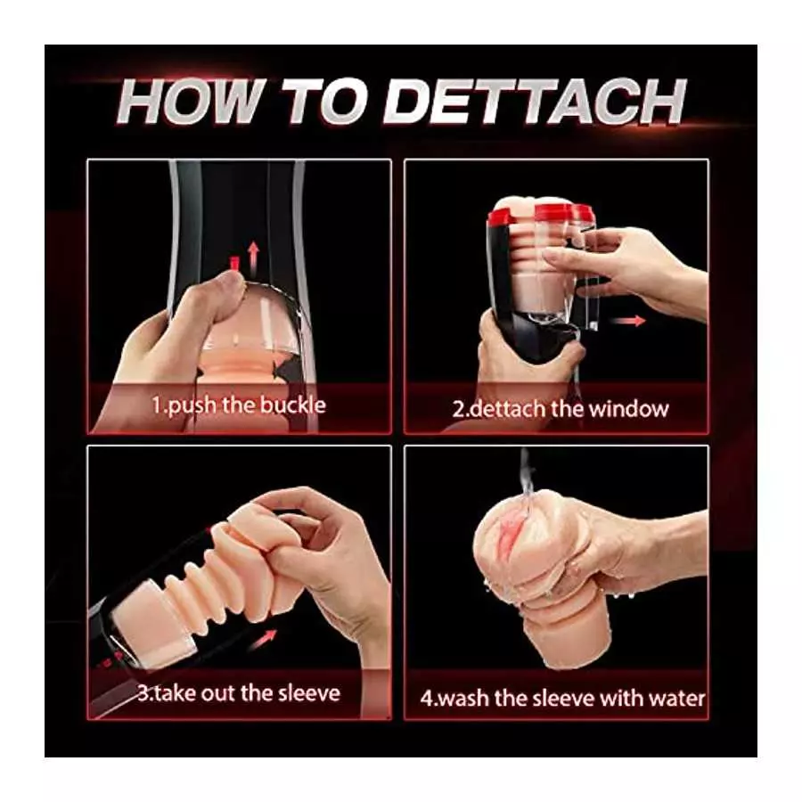 3 in 1 Thrusting Male Masturbators Cup with Realistic Pocket Pussy, 5 Telescopic 10 Vibrations Mode & 360°Full Wrapping Blowjob