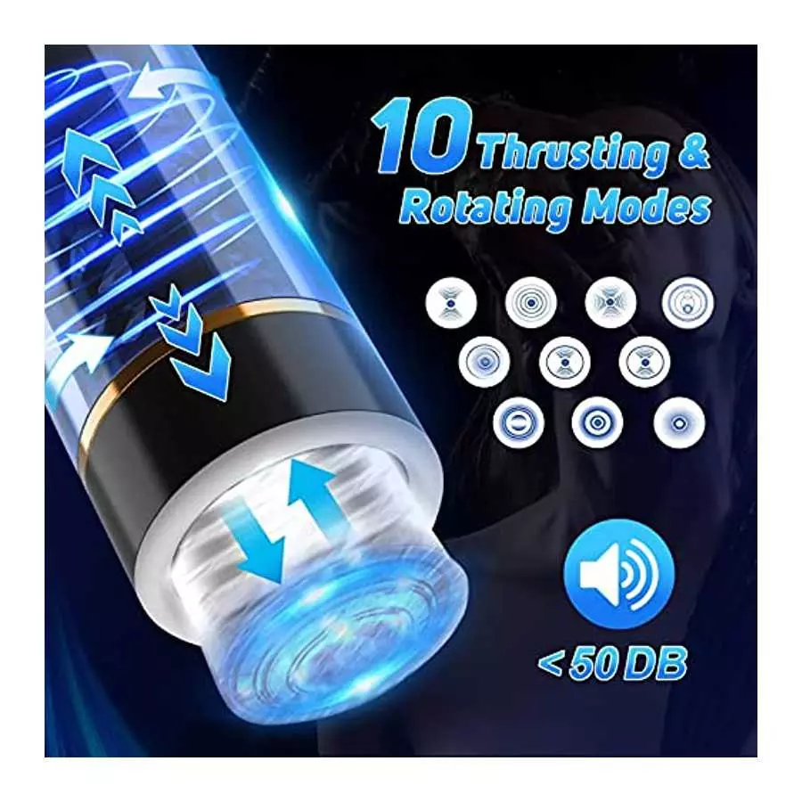 Automatic Male Masturbator with 10 Powerful Thrusting Rotating Modes for Penis Stimulation,Hands Free Electric Pocket Pussy, Blo
