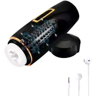 4 in 1 Automatic Male Masturbator Cup with 10 Vibrating&7 Sucking&7 Thrusting Modes&3 Voice Music with Earphone Realistic Textur