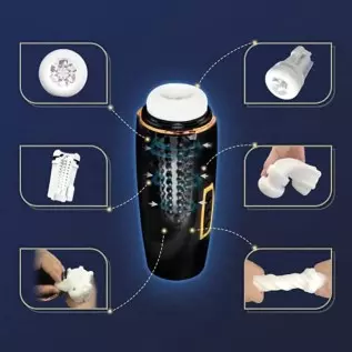 4 in 1 Automatic Male Masturbator Cup with 10 Vibrating&7 Sucking&7 Thrusting Modes&3 Voice Music with Earphone Realistic Textur