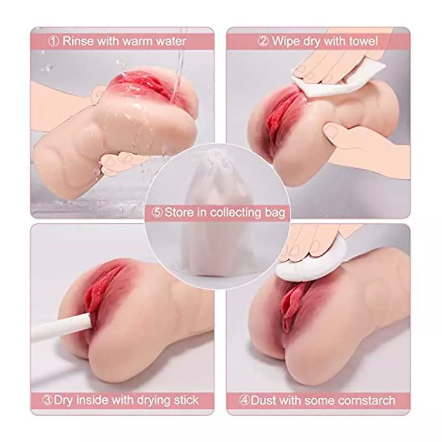 Realistic Male Masturbator Pocket Pussy Stroker for Men Masturbation, 2 in 1 Easy Grip Male Stroker Lifelike Adult Sex Toy Porta