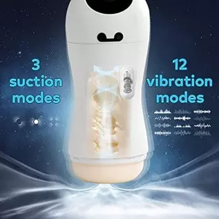 Automatic Male Masturbator Cup with 3 Sucking & 12 Vibration, Electric Silicone Male Penis Stroker Blowjob Cup for Men, Pocket P