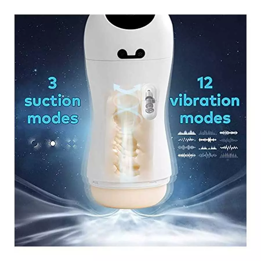 Automatic Male Masturbator Cup with 3 Sucking & 12 Vibration, Electric Silicone Male Penis Stroker Blowjob Cup for Men, Pocket P