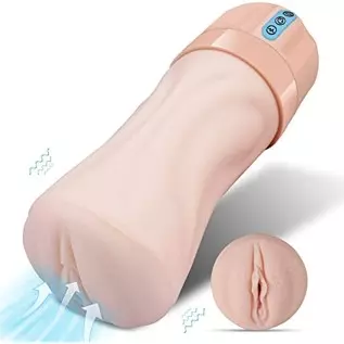 Automatic Male Masturbator Sex Toys - Double Layer Pocket Pussy Stroker with 3D Realistic Textured, Male Masturbators Cup with 5