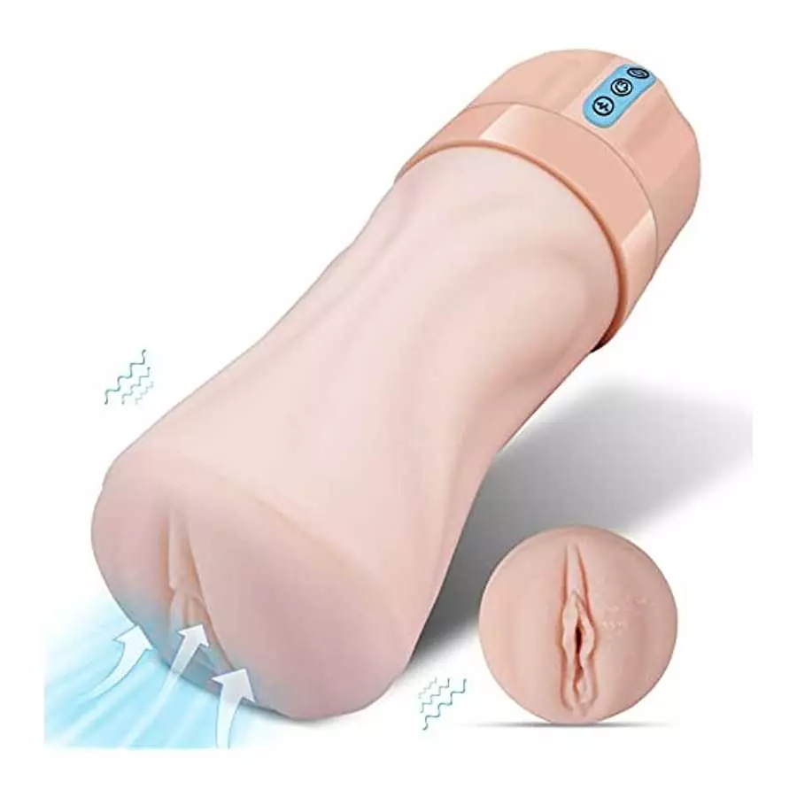 Automatic Male Masturbator Sex Toys - Double Layer Pocket Pussy Stroker with 3D Realistic Textured, Male Masturbators Cup with 5