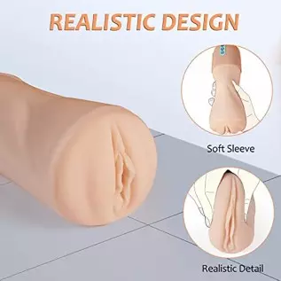 Automatic Male Masturbator Sex Toys - Double Layer Pocket Pussy Stroker with 3D Realistic Textured, Male Masturbators Cup with 5