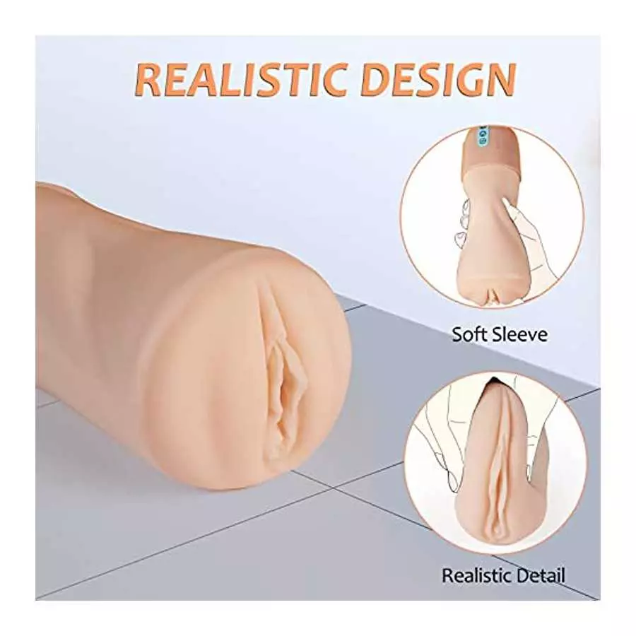 Automatic Male Masturbator Sex Toys - Double Layer Pocket Pussy Stroker with 3D Realistic Textured, Male Masturbators Cup with 5