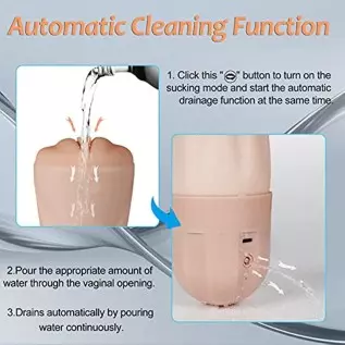 Automatic Male Masturbator Sex Toys - Double Layer Pocket Pussy Stroker with 3D Realistic Textured, Male Masturbators Cup with 5