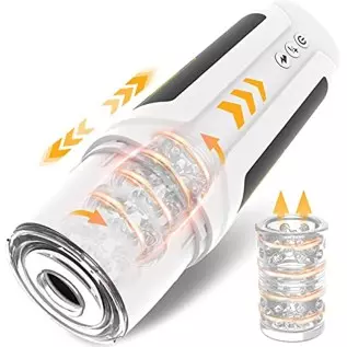 Automatic Male Masturbator Cup Adult Sex Toys Electric Pocket Pussy Stroker with 7 Thrusting & Rotating Modes for Penis Stimulat