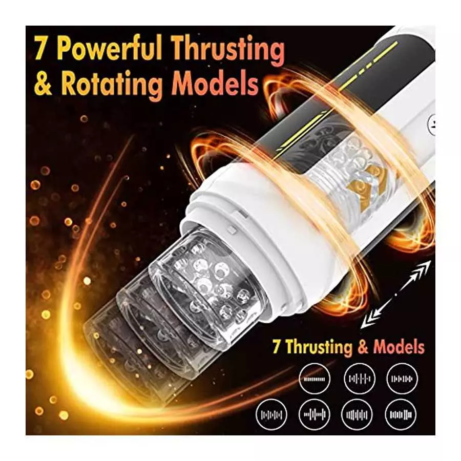 Automatic Male Masturbator Cup Adult Sex Toys Electric Pocket Pussy Stroker with 7 Thrusting & Rotating Modes for Penis Stimulat