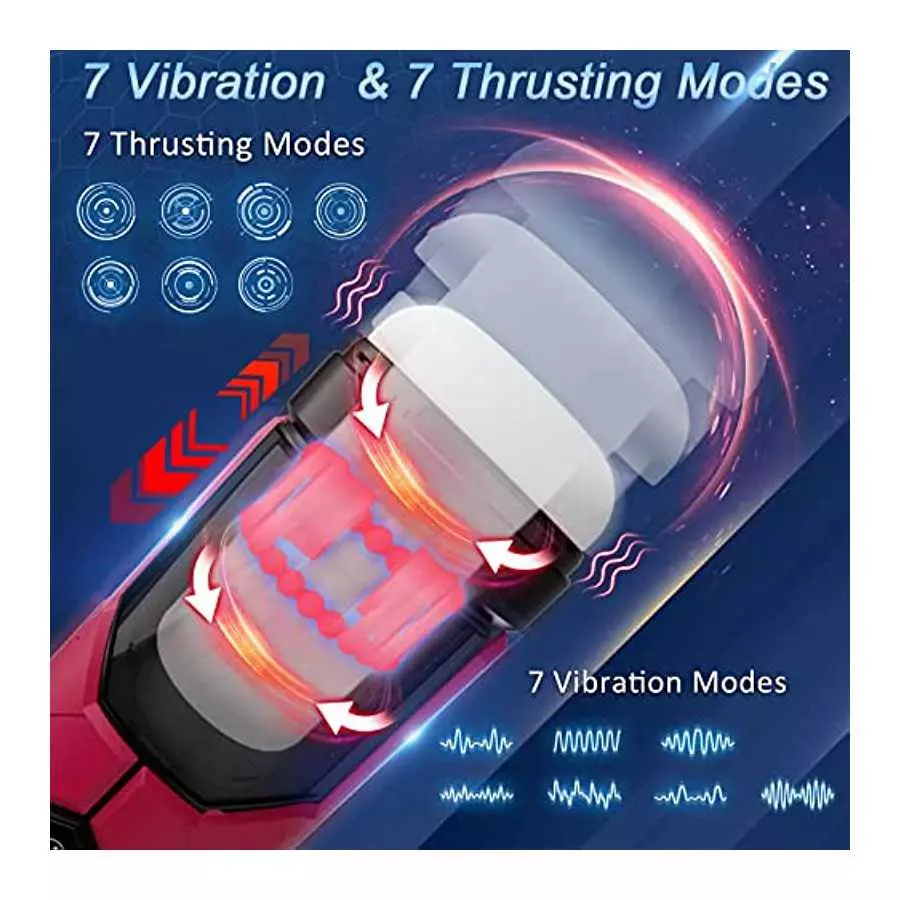 Tazew Automatic Male Masturbator with Penis Ring, Male Masturbators Cup with 7 Thrusting & Vibration Modes for Penis Stimulation