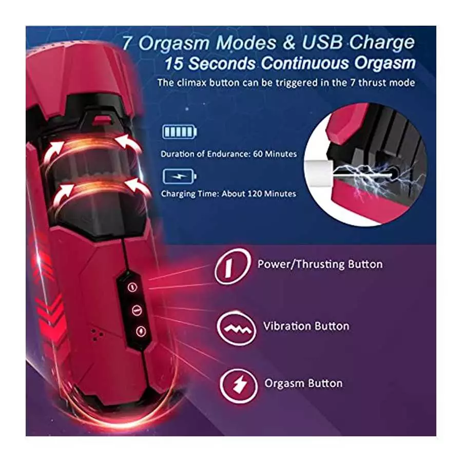 Tazew Automatic Male Masturbator with Penis Ring, Male Masturbators Cup with 7 Thrusting & Vibration Modes for Penis Stimulation