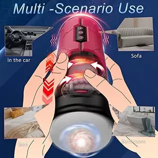 Tazew Automatic Male Masturbator with Penis Ring, Male Masturbators Cup with 7 Thrusting & Vibration Modes for Penis Stimulation