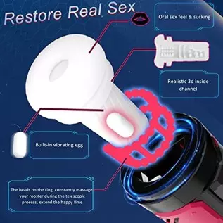 Tazew Automatic Male Masturbator with Penis Ring, Male Masturbators Cup with 7 Thrusting & Vibration Modes for Penis Stimulation