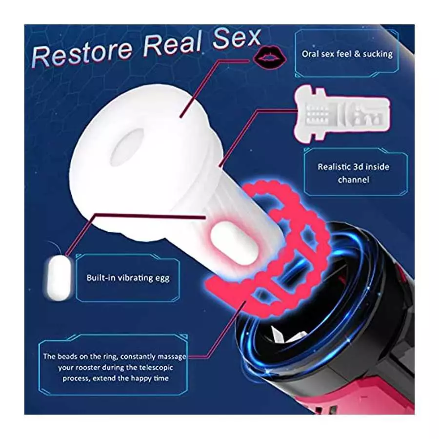 Tazew Automatic Male Masturbator with Penis Ring, Male Masturbators Cup with 7 Thrusting & Vibration Modes for Penis Stimulation