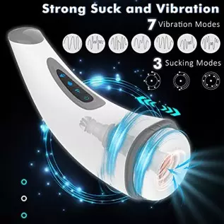 Male Sex Toys Automatic Masturbators Cup Electric Pocket Pussy Blowjob, Stroker with 7 Modes Vibration 3 Suction Heating Powerfu