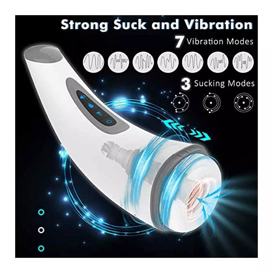 Male Sex Toys Automatic Masturbators Cup Electric Pocket Pussy Blowjob, Stroker with 7 Modes Vibration 3 Suction Heating Powerfu