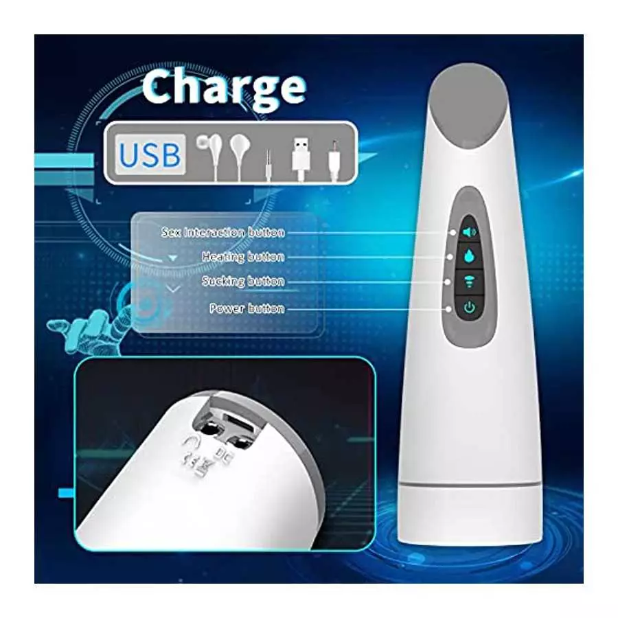 Male Sex Toys Automatic Masturbators Cup Electric Pocket Pussy Blowjob, Stroker with 7 Modes Vibration 3 Suction Heating Powerfu