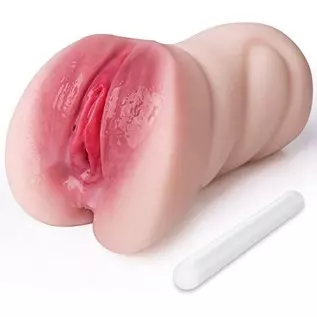 Male Masturbator Pocket Pussy with Realistic Pussy and Ass for Men Masturbation, Portable Male Stroker with 2 Separated Tunnels