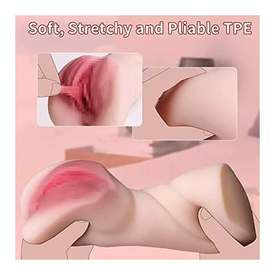 Male Masturbator Pocket Pussy with Realistic Pussy and Ass for Men Masturbation, Portable Male Stroker with 2 Separated Tunnels