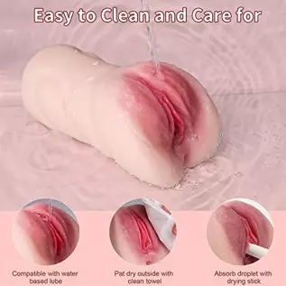Male Masturbator Pocket Pussy with Realistic Pussy and Ass for Men Masturbation, Portable Male Stroker with 2 Separated Tunnels
