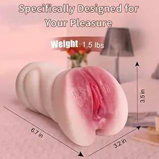 Male Masturbator Pocket Pussy with Realistic Pussy and Ass for Men Masturbation, Portable Male Stroker with 2 Separated Tunnels