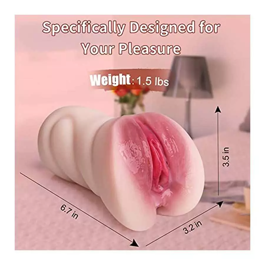 Male Masturbator Pocket Pussy with Realistic Pussy and Ass for Men Masturbation, Portable Male Stroker with 2 Separated Tunnels