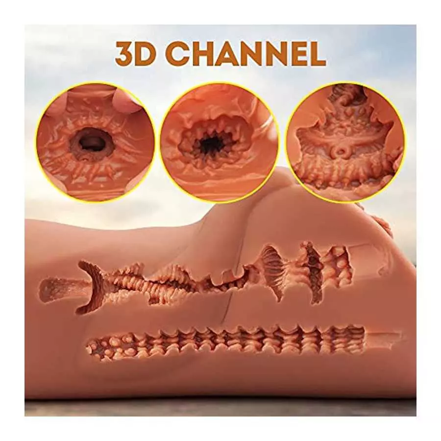 Realistic Pocket Pussy Male Masturbator Toy with 3D Tight Vagina,Brown-Skin Pussy masturbator with Real Vulva and Clitoris,Porta