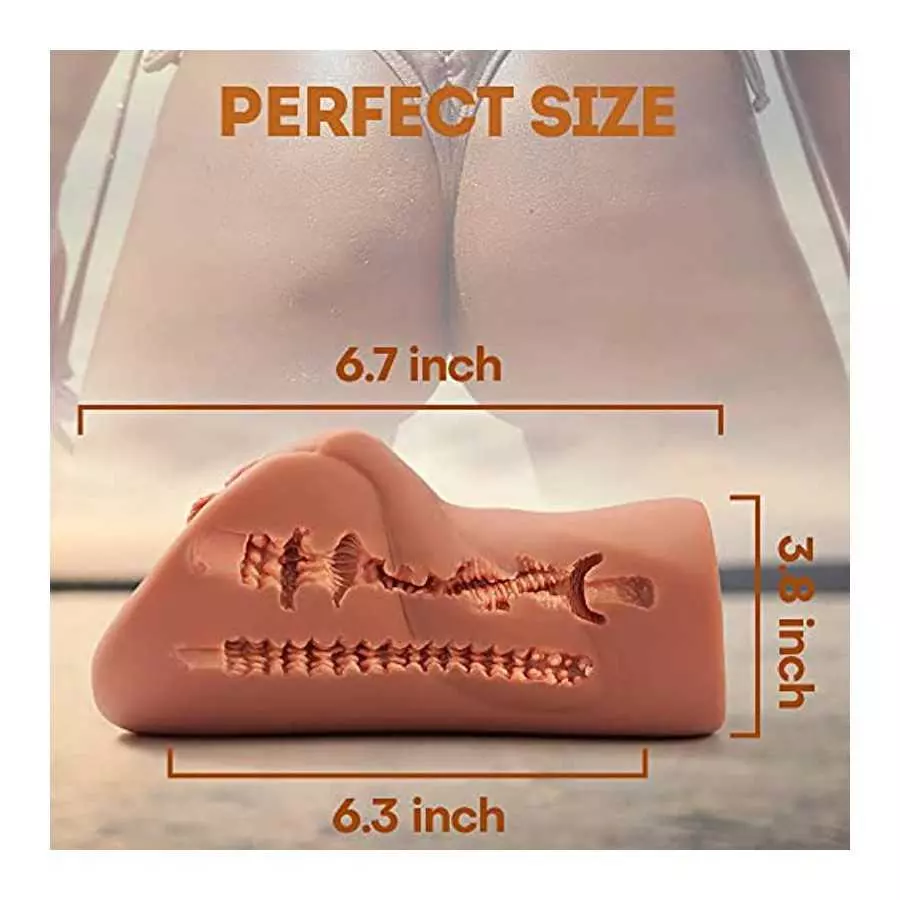 Realistic Pocket Pussy Male Masturbator Toy with 3D Tight Vagina,Brown-Skin Pussy masturbator with Real Vulva and Clitoris,Porta