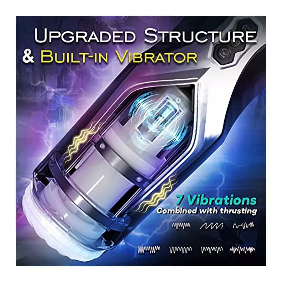 Automatic Male Masturbator Cup 7 Thrusting & Vibrating Modes & 3D Realistic Channel , Thrusting Masturbator Stroker with Fast Te