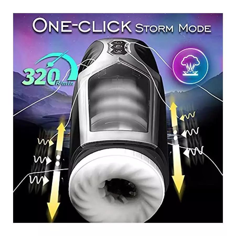 Automatic Male Masturbator Cup 7 Thrusting & Vibrating Modes & 3D Realistic Channel , Thrusting Masturbator Stroker with Fast Te