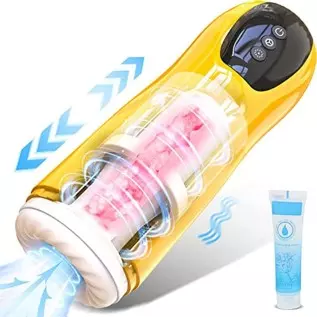 Male Masturbator, Automatic Male Masturbators Cup with 7 Thrusting & 7 Vibrating Modes, Electric Pocket Pussy Realistic Textured