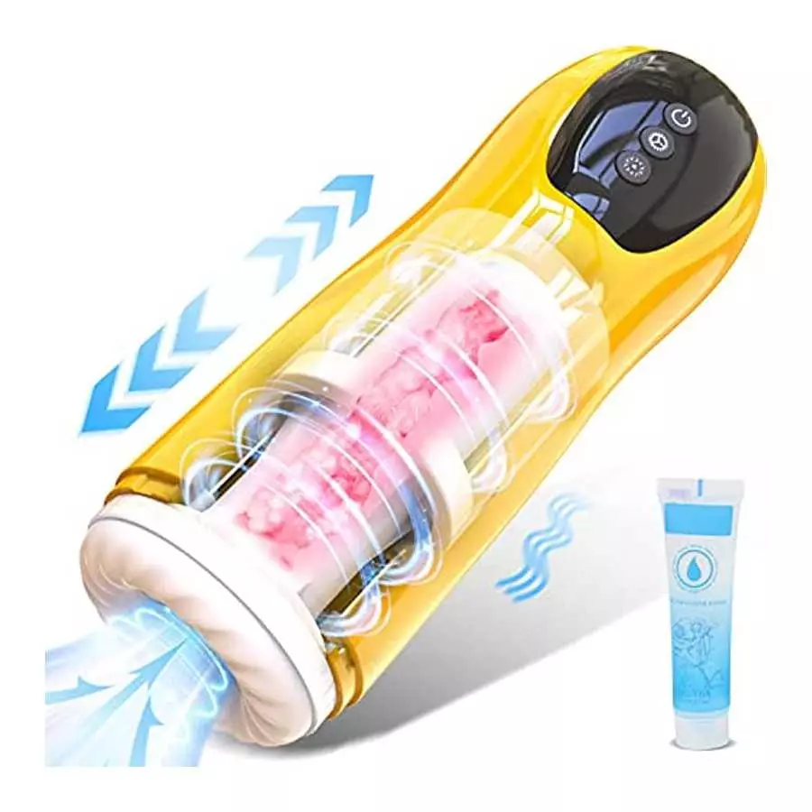 Male Masturbator, Automatic Male Masturbators Cup with 7 Thrusting & 7 Vibrating Modes, Electric Pocket Pussy Realistic Textured