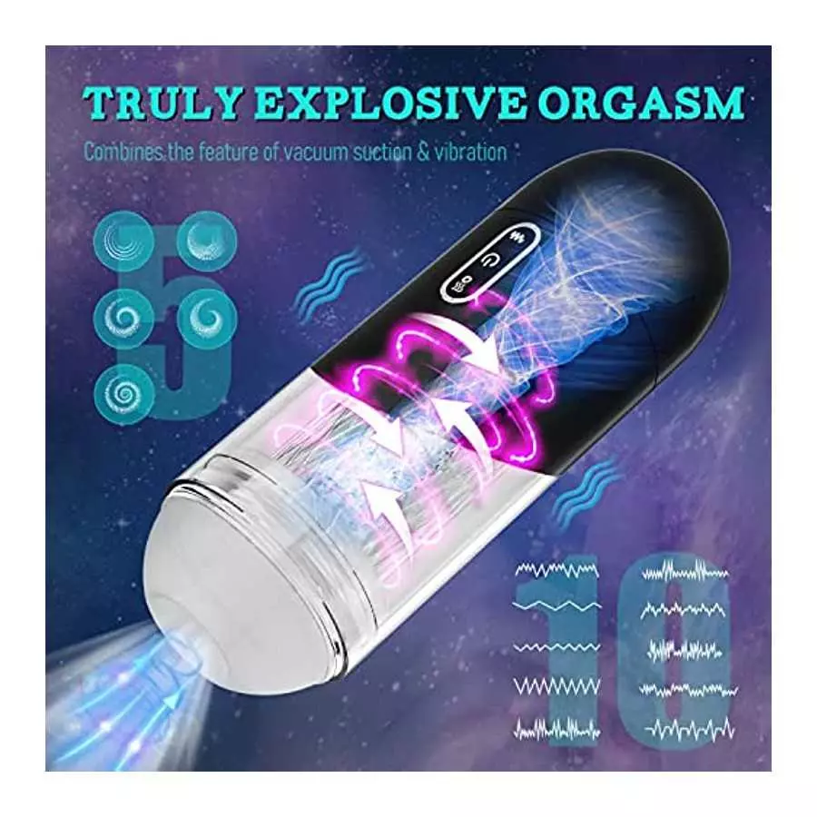 Automatic Male Masturbator - LATUNE Male Masturbator Cup with 5 Suction & 10 Vibration Modes, Realistic Textured Pocket Pussy Va