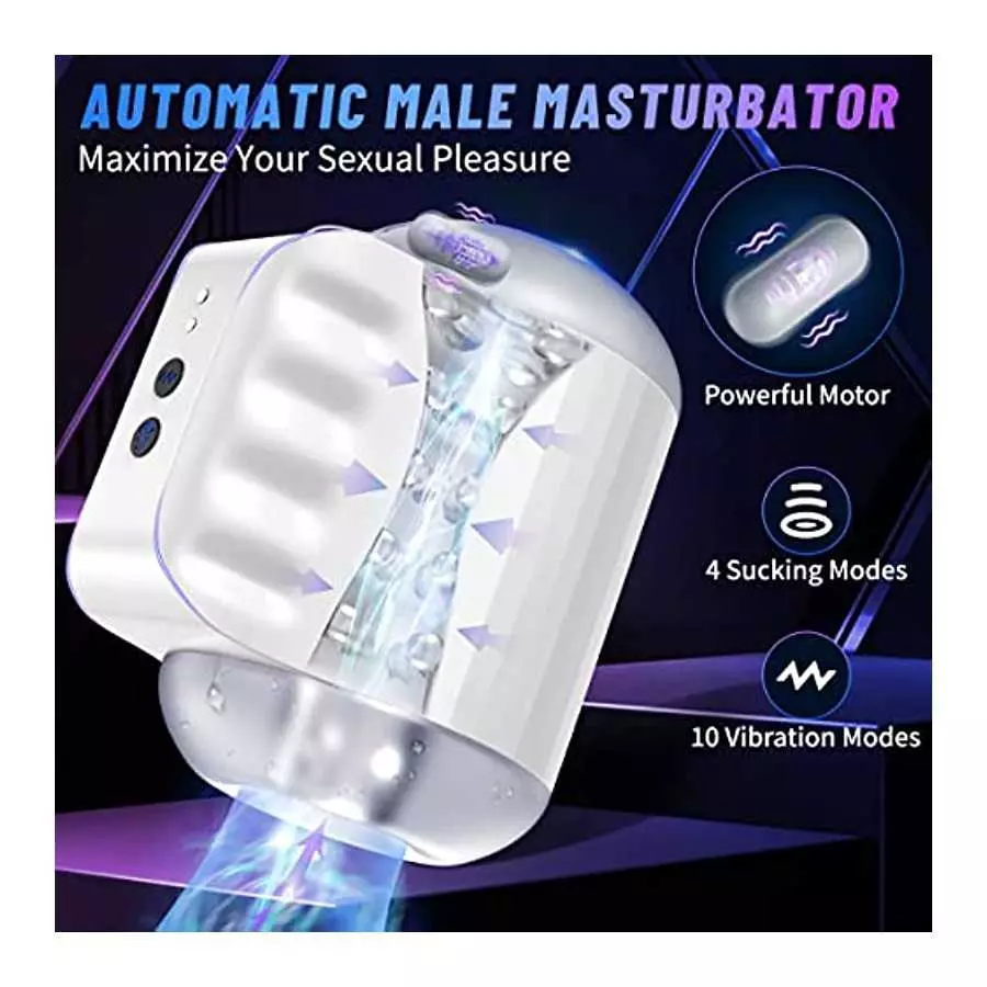 Automatic Male Masturbators Cup with 4 Suction & 10 Vibration Modes, Vibrating Sucking Male Masturbation Cup Adult Sex Toys for